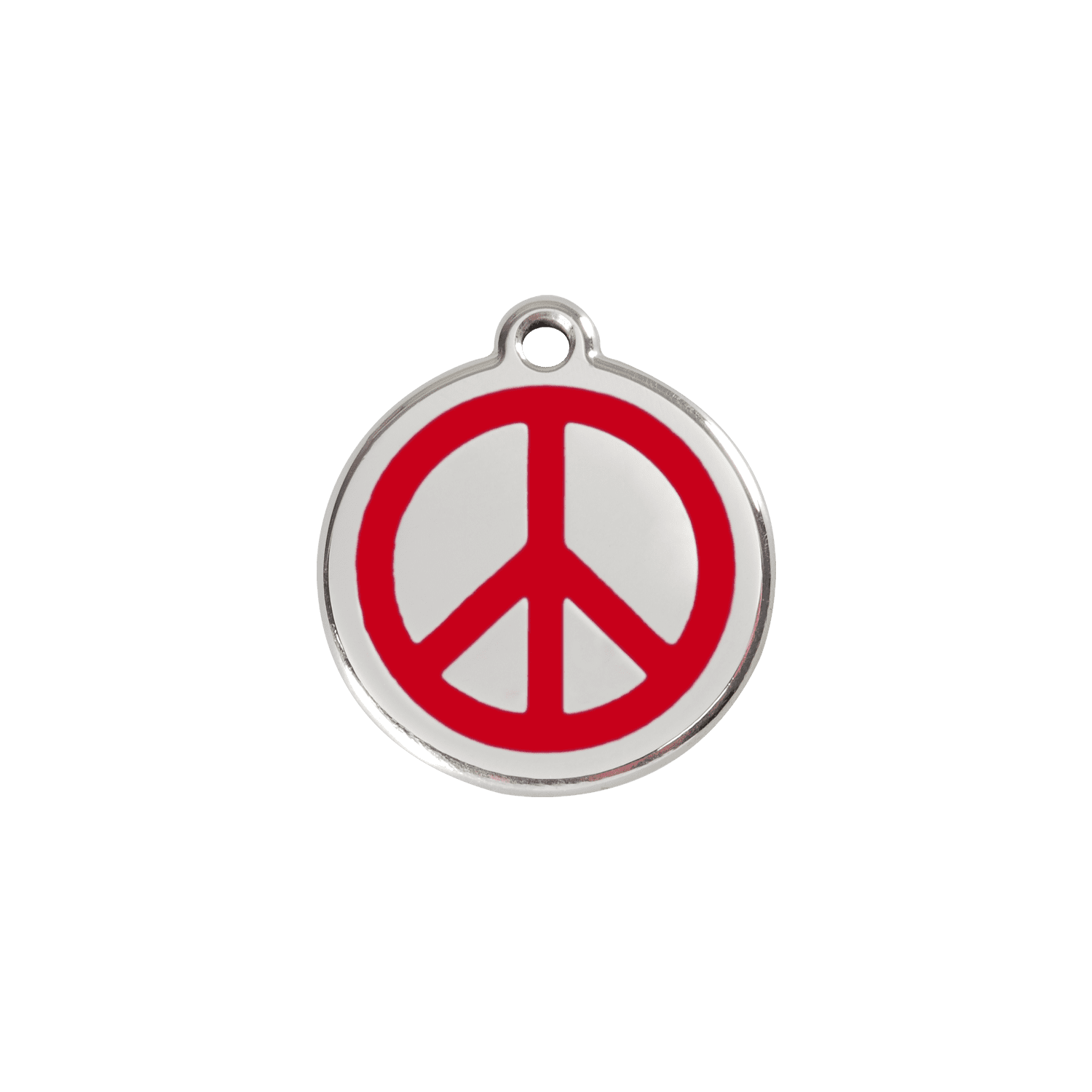 Vue avant - Médaille personnalisée pour chien/chat Red Dingo Émail/Acier inoxydable - Motif Paix - Rouge - Size S