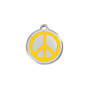 Yellow Peace Cat ID Tag Small