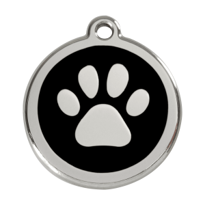 Black Paw Print Dog ID Tag Large