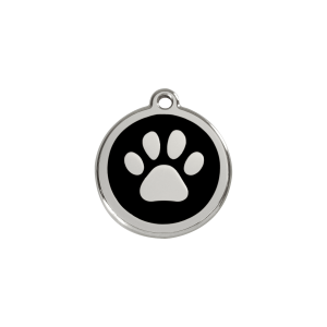 Black Paw Print Cat or Small Dog ID Tag Small