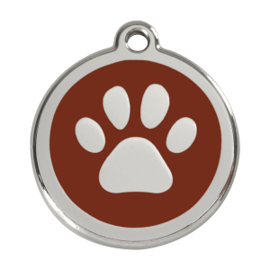 Large Brown Paw Print Dog ID Tag
