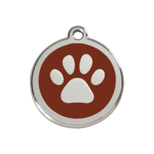 Medium Brown Paw Print Dog ID Tag