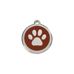 Small Brown Paw Print Cat ID Tag