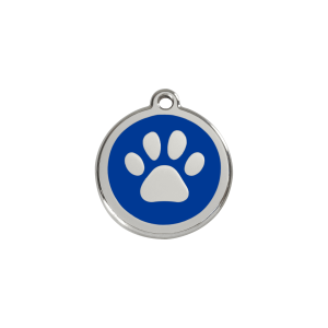Dark Blue Paw Print Cat ID Tag Small