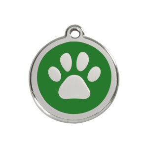 Green Paw Print Dog ID Tag Medium