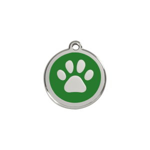 Green Paw Print Cat or Small Dog ID Tag Small