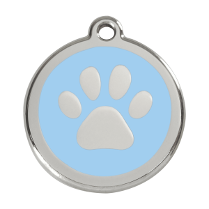 Light Blue Paw Print Dog ID Tag Large