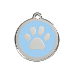 Light Blue Paw Print Dog ID Tag Medium