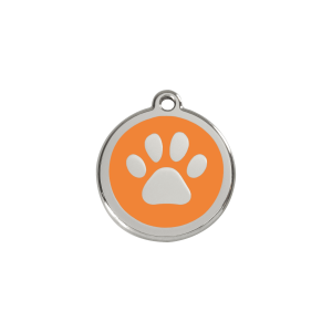 Orange Paw Print Cat or Small Dog ID Tag Small