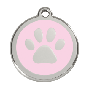 Large Pink Paw Print Dog ID Tag