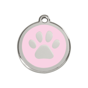 Medium Pink Paw Print Dog ID Tag