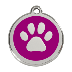 Purple Paw Print Dog ID Tag Large