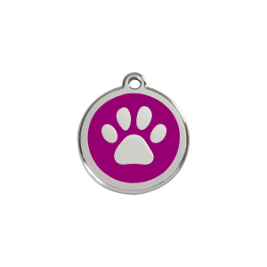 Small Purple Paw Print Cat ID Tag