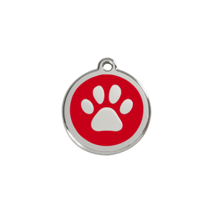 Red Paw Print Cat or Small Dog ID Tag Small