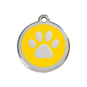 Yellow Paw Print Dog ID Tag Medium