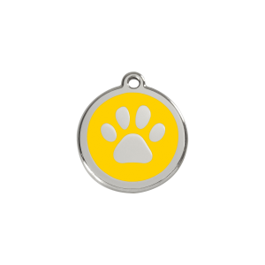 Yellow Paw Print Cat & Small Dog ID Tag Small