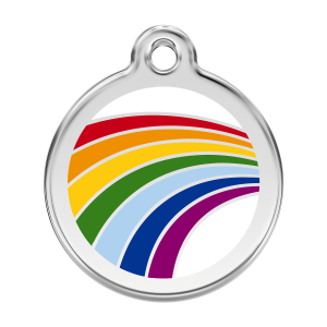 White Rainbow Dog ID Tag Large