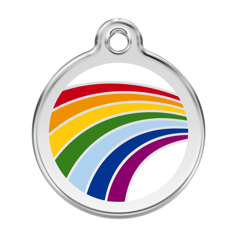 Vue avant - Médaille personnalisée pour chien Red Dingo Émail Arc-en-ciel Blanc - Size L