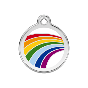 White Rainbow Dog ID Tag Medium