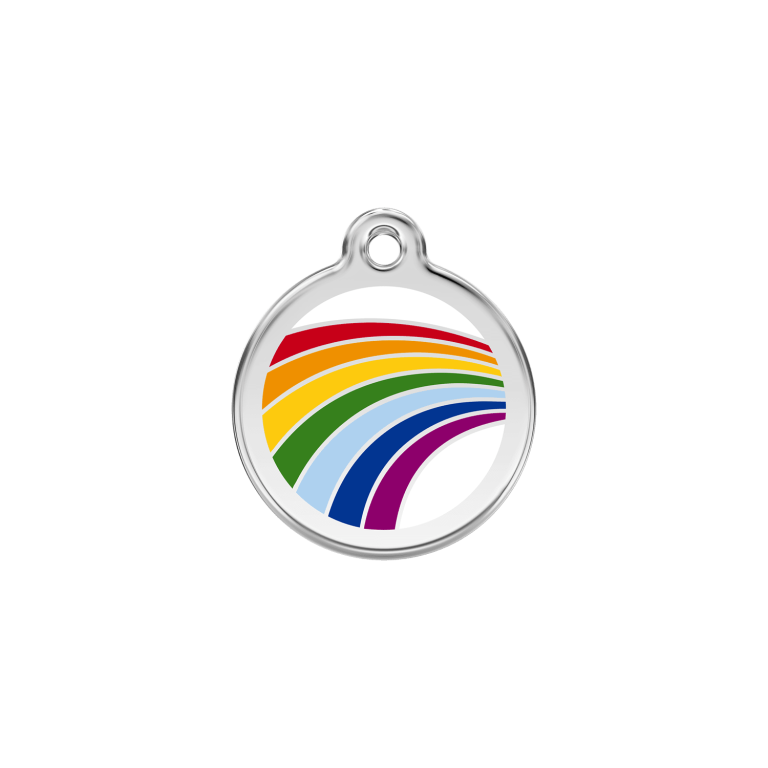 Vue avant - Médaille personnalisable pour chien/chat Red Dingo Émail/Acier inoxydable Arc-en-ciel Blanc S 20.00 7G