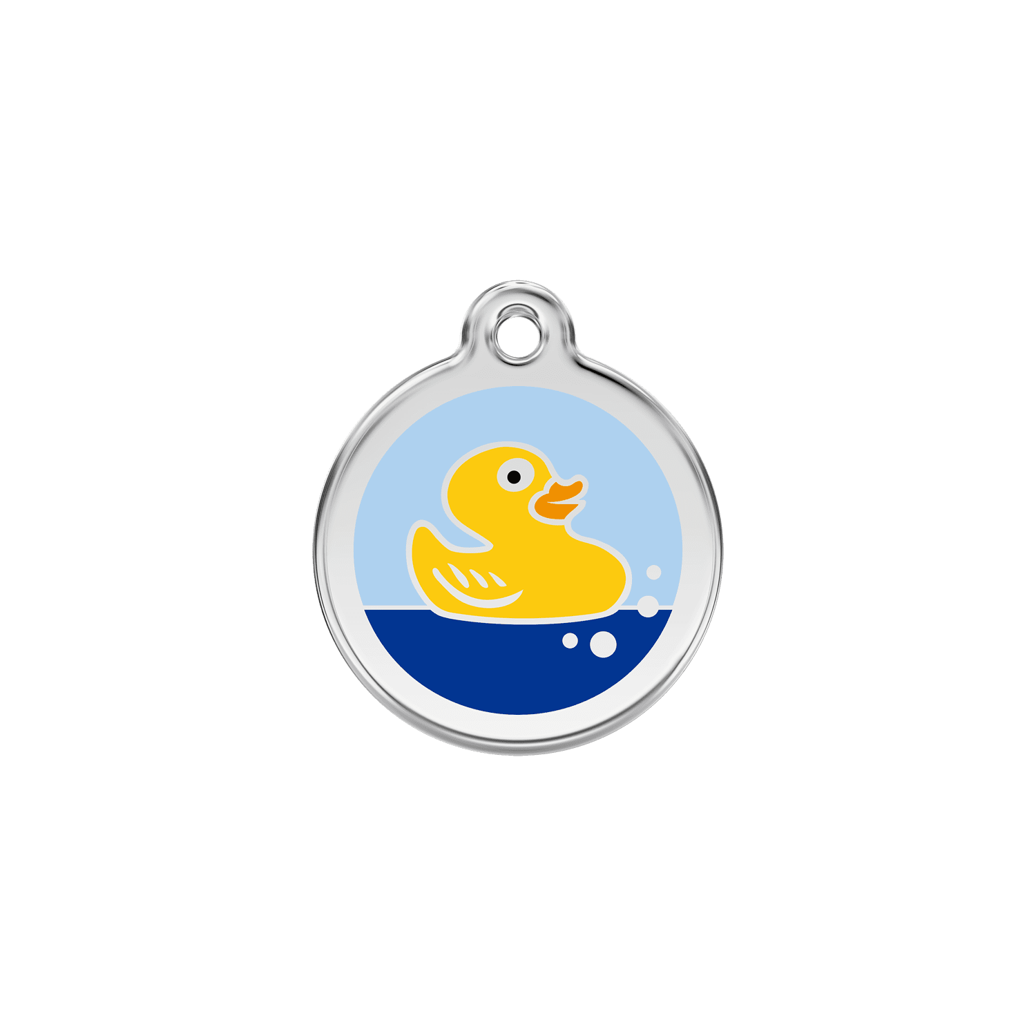 Vue avant - Médaille personnalisée pour chien/chat Red Dingo Émail et acier inoxydable - Canard en caoutchouc - Bleu clair - Size S