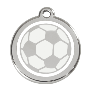 White Soccer Ball Dog ID Tag Large