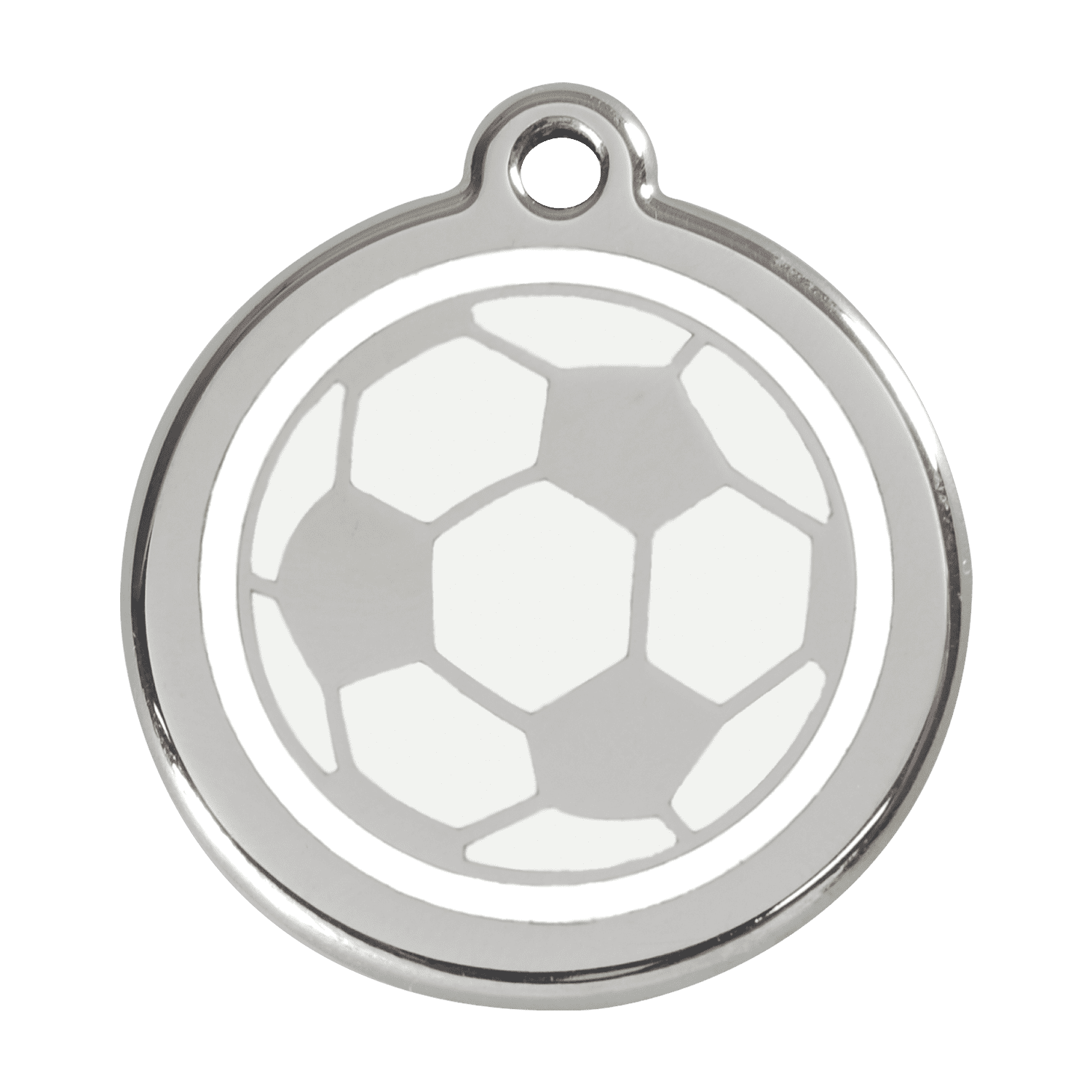 Vue avant - Médaille personnalisée pour chien - Red Dingo 01-SB-WT-LG - Ballon de football blanc - Size L