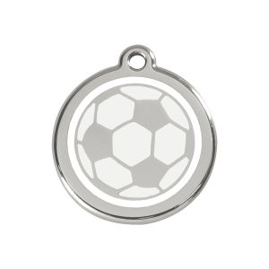 White Soccer Ball Dog ID Tag Medium