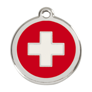 Red Swiss Cross Dog ID Tag Large