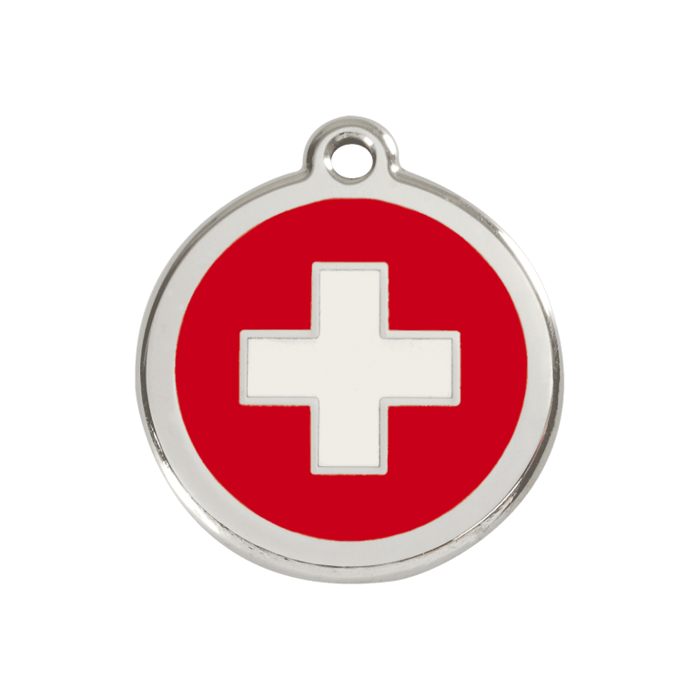 Vue avant - Médaille personnalisable pour chien Red Dingo Croix Suisse Rouge M 30.00 - 01-SC-RE-ME