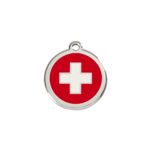 Red Swiss Cross Cat ID Tag Small