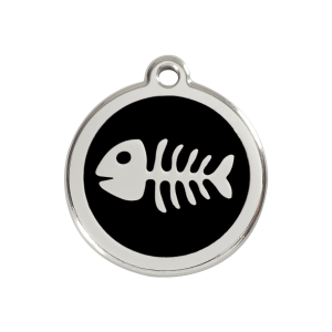 Black Fish Skeleton Dog ID Tag Medium