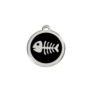 Small Black Fish Skeleton Cat ID Tag