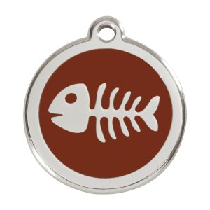 Brown Fish Skeleton Dog ID Tag Large