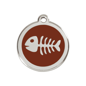 Brown Fish Skeleton Dog ID Tag Medium