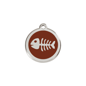 Brown Fish Skeleton Cat ID Tag Small