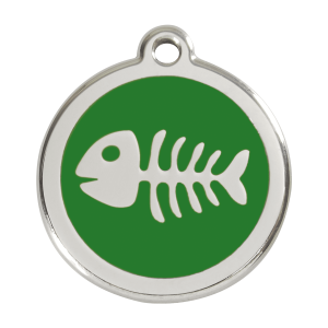 Large Green Fish Skeleton Dog ID Tag