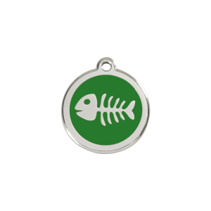 Green Fish Skeleton Cat ID Tag Small