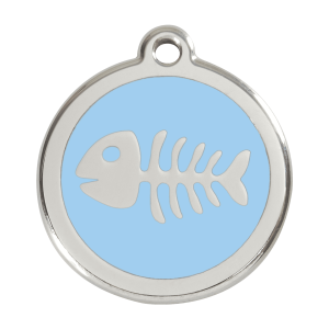 Light Blue Fish Skeleton Dog ID Tag Large