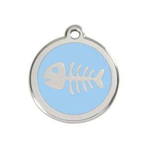 Light Blue Fish Skeleton Dog ID Tag Medium