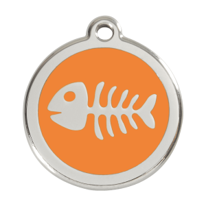 Large Orange Fish Skeleton Dog ID Tag