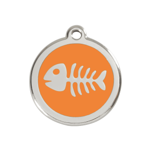 Orange Fish Skeleton Dog ID Tag Medium