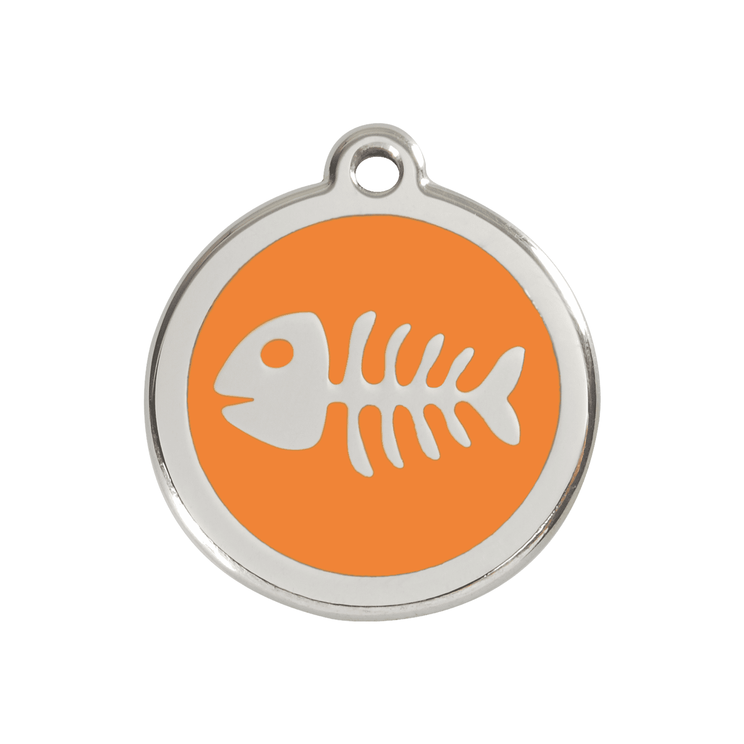 Vue avant - Médaille personnalisée pour chien Red Dingo - Squelette de poisson - Orange - Size M