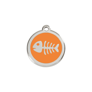 Small Orange Fish Skeleton Cat ID Tag