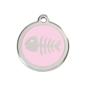 Medium Pink Fish Skeleton Dog ID Tag