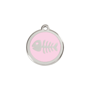 Small Pink Fish Skeleton Cat ID Tag