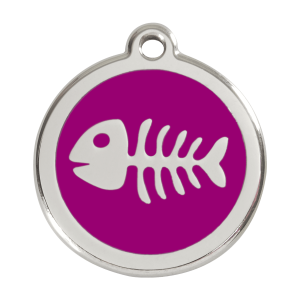 Purple Fish Skeleton Dog ID Tag Large
