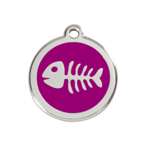 Purple Fish Skeleton Dog ID Tag Medium
