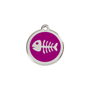 Small Purple Fish Skeleton Cat ID Tag