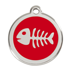 Red Fish Skeleton Dog ID Tag Large